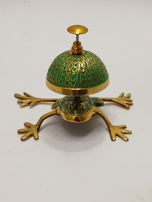 Antique Brass Counter Bell - Frog-Shaped Desk Bell, Perfect for Office or Gift