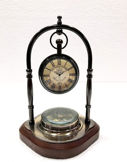 Antique Brass Compass and Sundial Clock Nautical Gift For Adult and Kids,