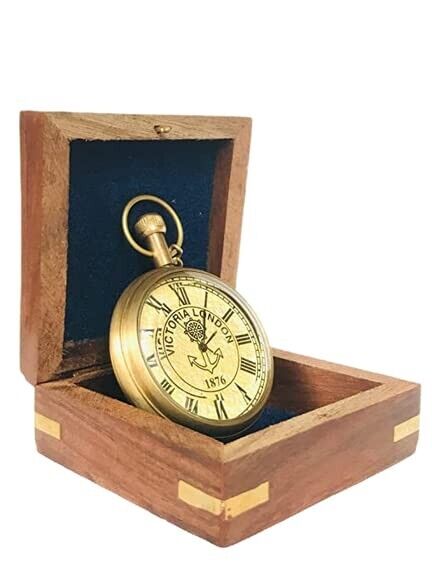 Brass Vintage Victoria London  Roman Pocket Watch for Gift to Father, Mother,