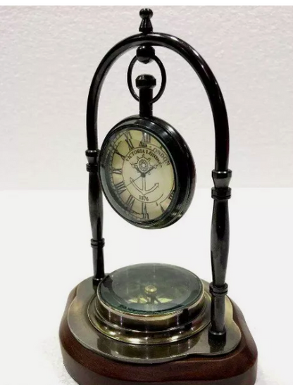 Antique Brass Compass and Sundial Clock Nautical Gift For Adult and Kids,