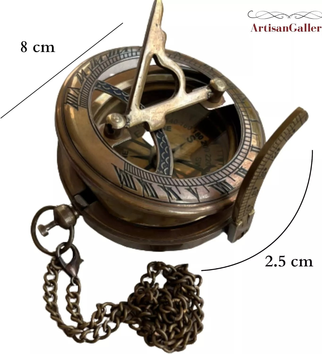 Antique Brass Compass and Sundial Clock Nautical Gift For Adult and Kids,