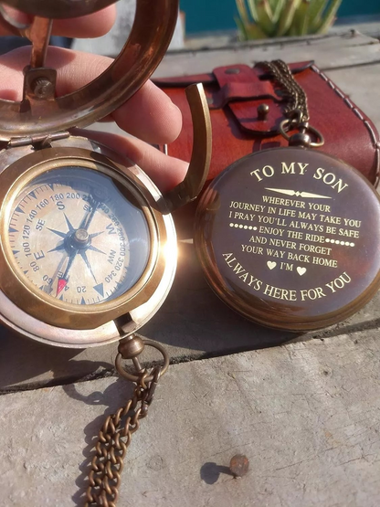 Antique Brass Compass and Sundial Clock Nautical Gift For Adult and Kids,