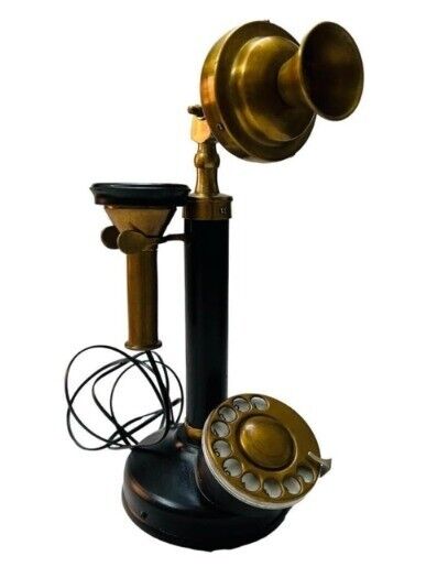 Old Retro Candlestick Phone Rotary Dial Home Office Decor Functional